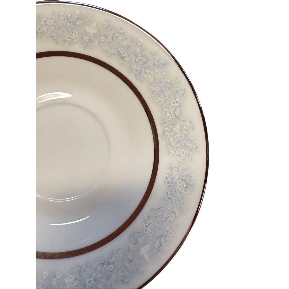 OXFORD Lenox China Twilight Dell White Silver Blue White Floral 8" SALAD PLATE s - Picture 9 of 11